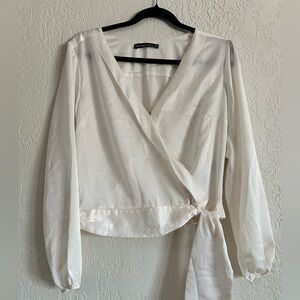 Abercrombie & Fitch Cream Wrap Blouse